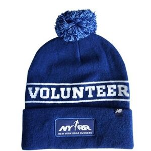 New Balance Blue and White VOLUNTEER Knit Pom-Pom Hat